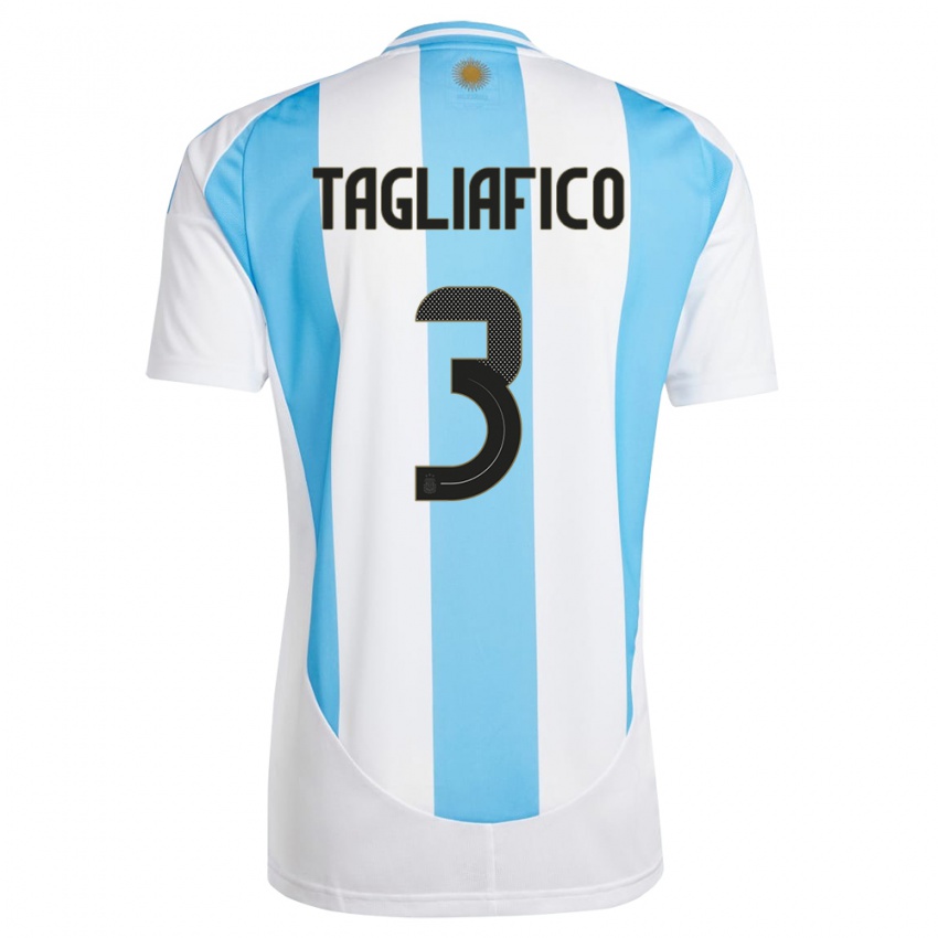 Niño Camiseta Argentina Nicolas Tagliafico #3 Blanco Azul 1ª Equipación 24-26 La Camisa Chile