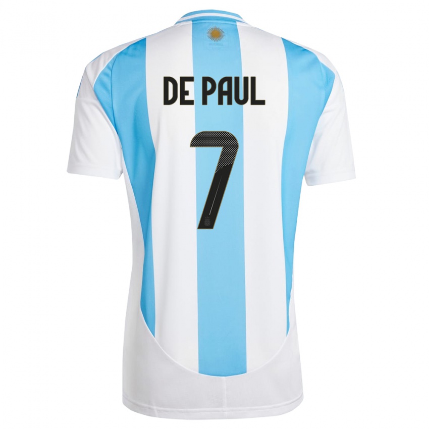 Niño Camiseta Argentina Rodrigo De Paul #7 Blanco Azul 1ª Equipación 24-26 La Camisa Chile