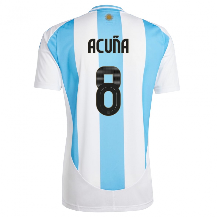 Niño Camiseta Argentina Marcos Acuna #8 Blanco Azul 1ª Equipación 24-26 La Camisa Chile