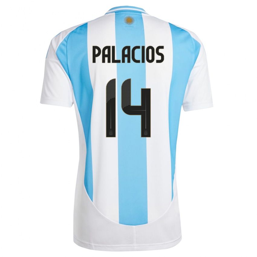 Niño Camiseta Argentina Exequiel Palacios #14 Blanco Azul 1ª Equipación 24-26 La Camisa Chile