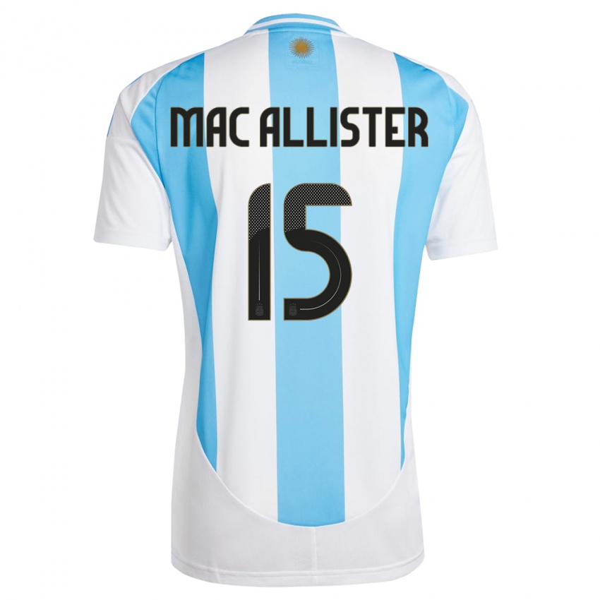 Niño Camiseta Argentina Alexis Mac Allister #15 Blanco Azul 1ª Equipación 24-26 La Camisa Chile