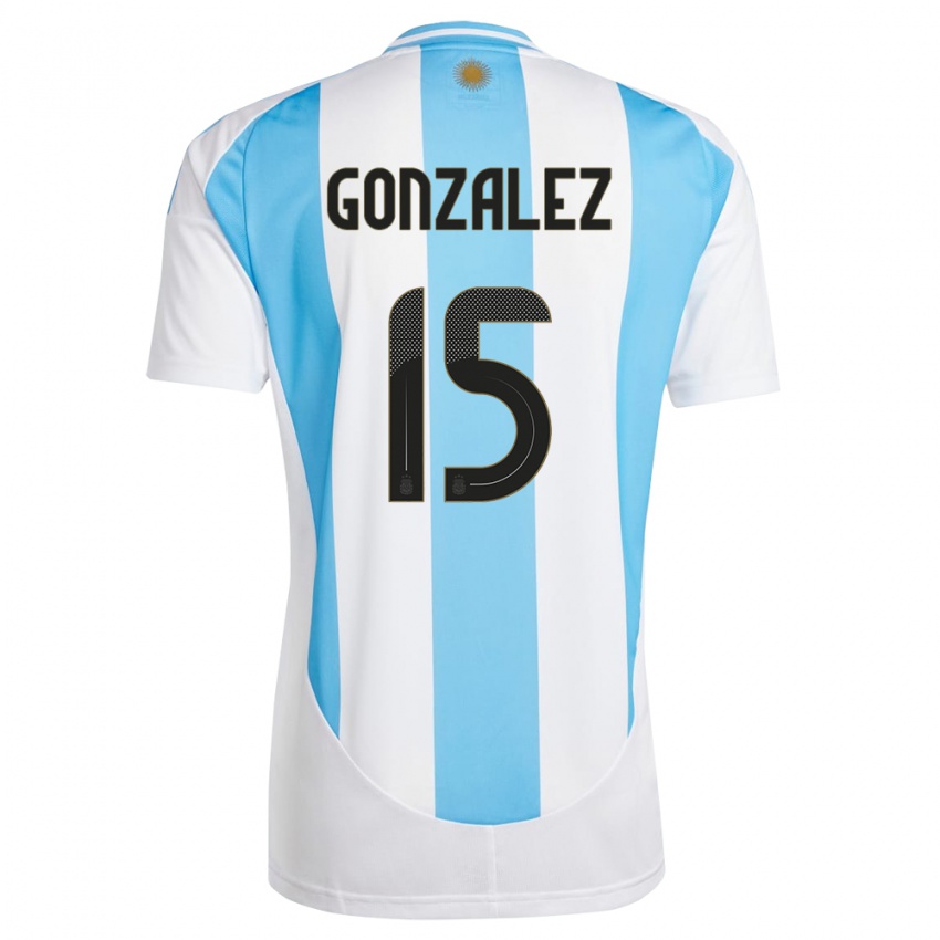 Niño Camiseta Argentina Nicolas Gonzalez #15 Blanco Azul 1ª Equipación 24-26 La Camisa Chile