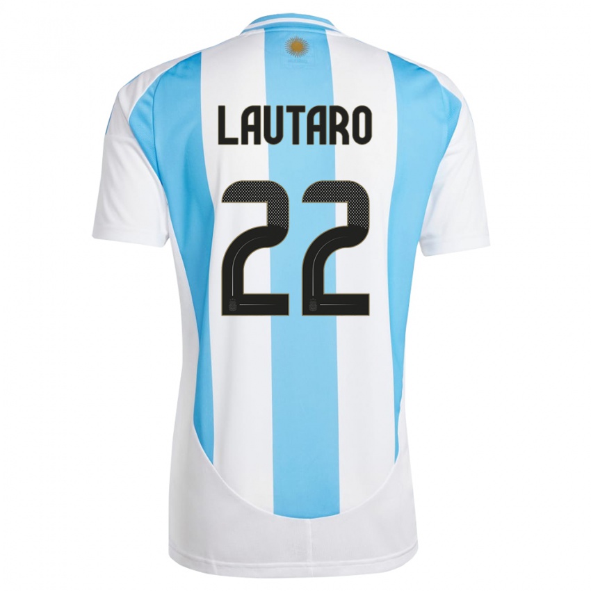 Niño Camiseta Argentina Lautaro Martinez #22 Blanco Azul 1ª Equipación 24-26 La Camisa Chile