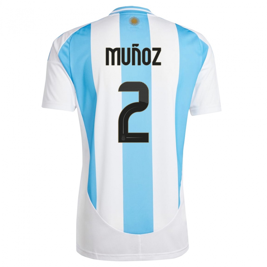 Niño Camiseta Argentina Luana Munoz #2 Blanco Azul 1ª Equipación 24-26 La Camisa Chile