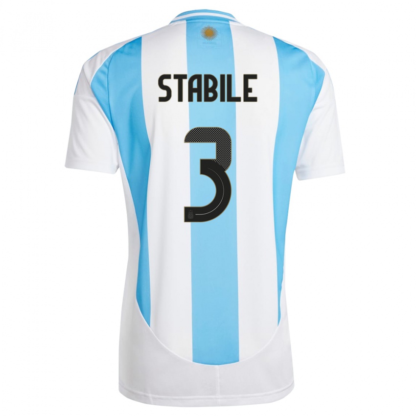 Niño Camiseta Argentina Eliana Stabile #3 Blanco Azul 1ª Equipación 24-26 La Camisa Chile