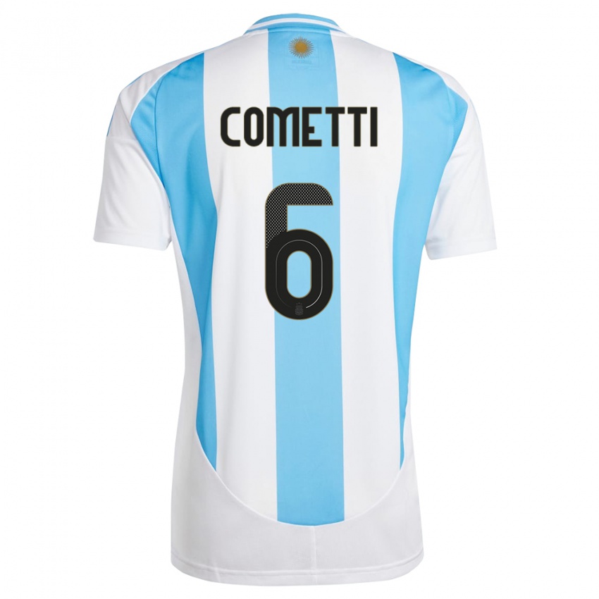 Niño Camiseta Argentina Aldana Cometti #6 Blanco Azul 1ª Equipación 24-26 La Camisa Chile