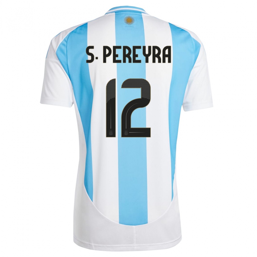 Niño Camiseta Argentina Solana Pereyra #12 Blanco Azul 1ª Equipación 24-26 La Camisa Chile