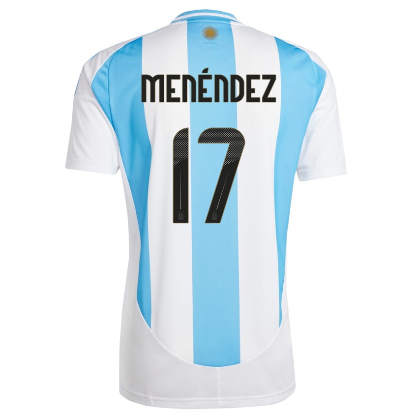 Niño Camiseta Argentina Milagros Menendez #17 Blanco Azul 1ª Equipación 24-26 La Camisa Chile