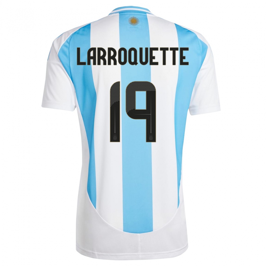 Niño Camiseta Argentina Mariana Larroquette #19 Blanco Azul 1ª Equipación 24-26 La Camisa Chile