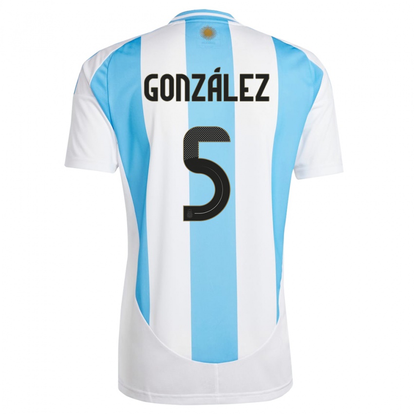 Niño Camiseta Argentina Maximiliano Gonzalez #5 Blanco Azul 1ª Equipación 24-26 La Camisa Chile