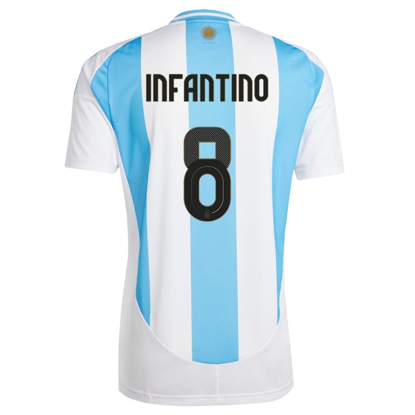 Niño Camiseta Argentina Gino Infantino #8 Blanco Azul 1ª Equipación 24-26 La Camisa Chile