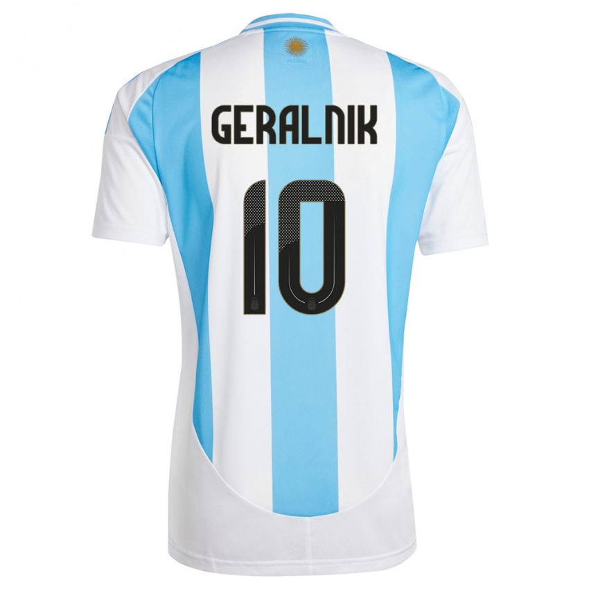 Niño Camiseta Argentina Tiago Geralnik #10 Blanco Azul 1ª Equipación 24-26 La Camisa Chile