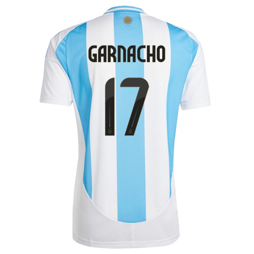 Niño Camiseta Argentina Alejandro Garnacho #17 Blanco Azul 1ª Equipación 24-26 La Camisa Chile