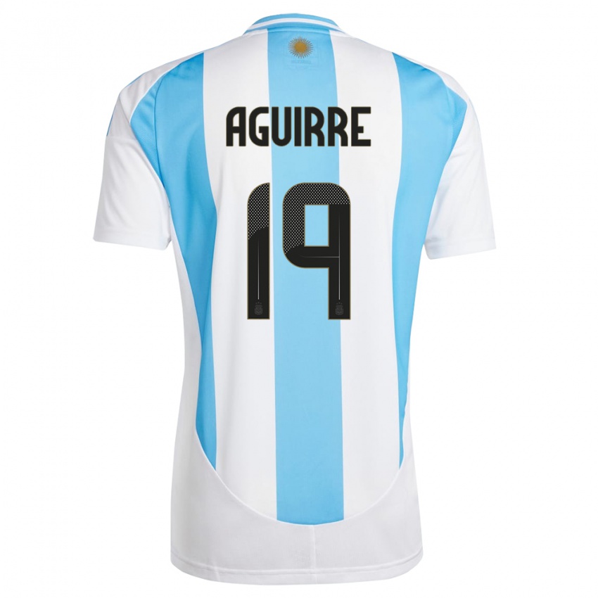 Niño Camiseta Argentina Brian Aguirre #19 Blanco Azul 1ª Equipación 24-26 La Camisa Chile