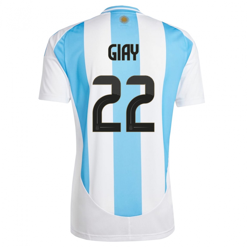 Niño Camiseta Argentina Agustin Giay #22 Blanco Azul 1ª Equipación 24-26 La Camisa Chile