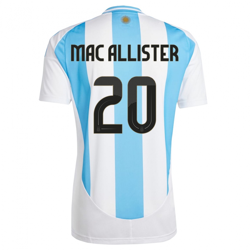 Niño Camiseta Argentina Alexis Mac Allister #20 Blanco Azul 1ª Equipación 24-26 La Camisa Chile