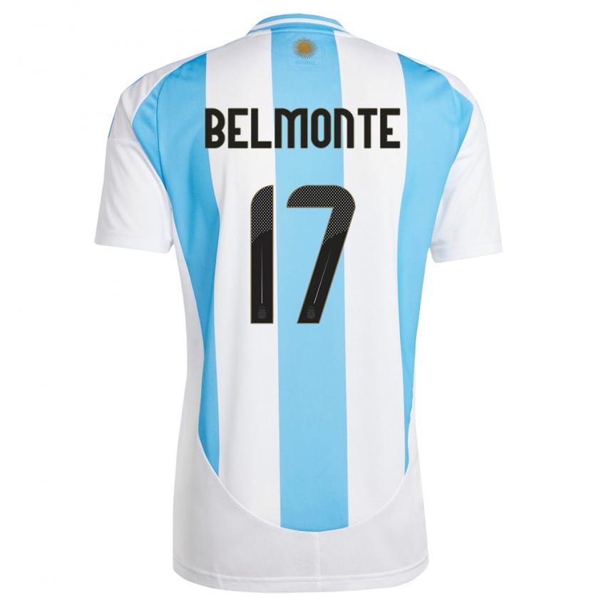 Niño Camiseta Argentina Tomas Belmonte #17 Blanco Azul 1ª Equipación 24-26 La Camisa Chile