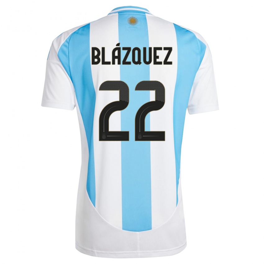 Niño Camiseta Argentina Joaquin Blazquez #22 Blanco Azul 1ª Equipación 24-26 La Camisa Chile