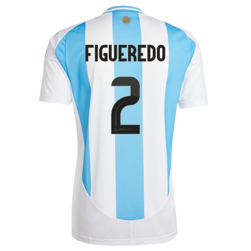 Niño Camiseta Argentina Leandro Figueredo #2 Blanco Azul 1ª Equipación 24-26 La Camisa Chile