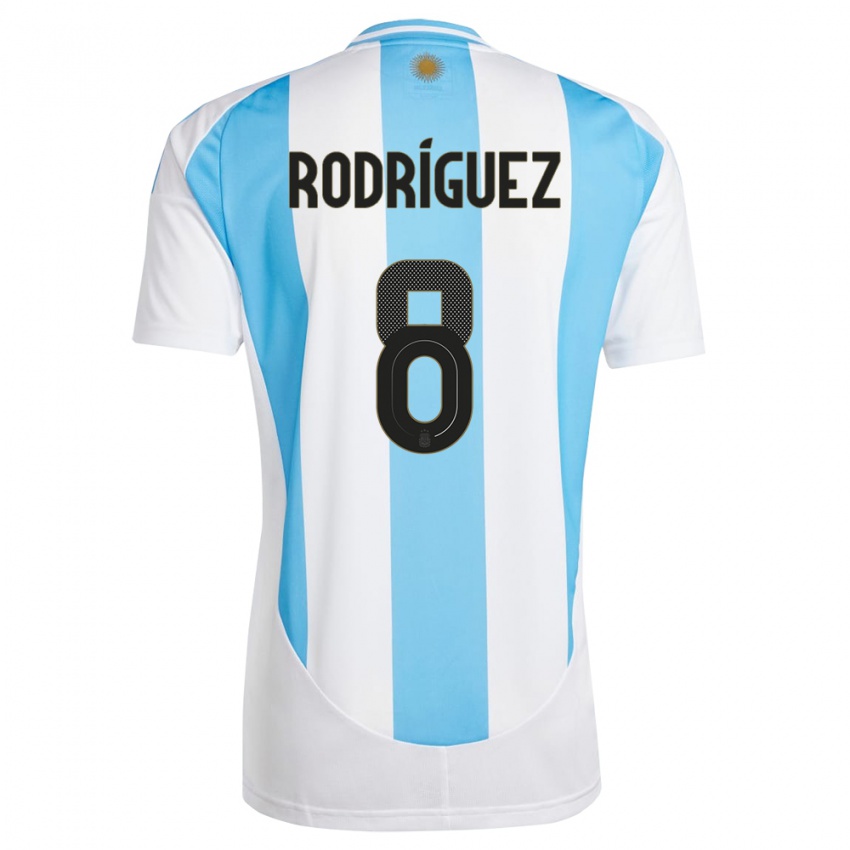 Niño Camiseta Argentina Agustin Rodriguez #8 Blanco Azul 1ª Equipación 24-26 La Camisa Chile