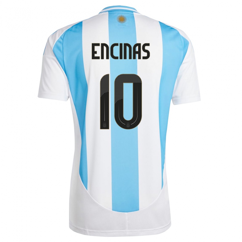 Niño Camiseta Argentina Axel Encinas #10 Blanco Azul 1ª Equipación 24-26 La Camisa Chile