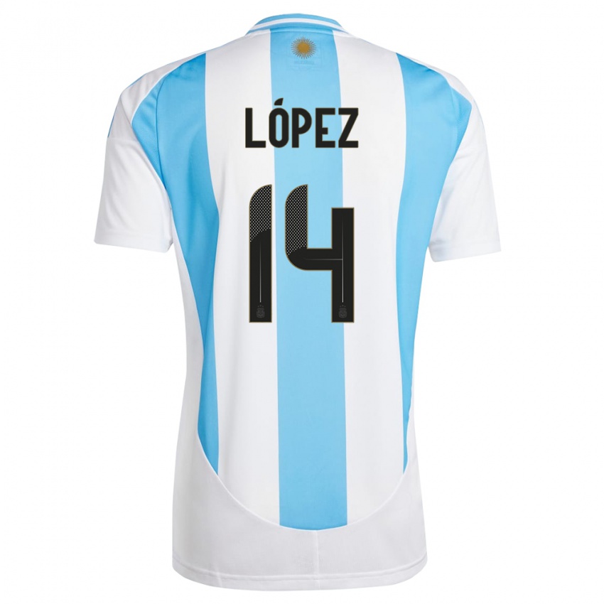 Niño Camiseta Argentina Lautaro Lopez #14 Blanco Azul 1ª Equipación 24-26 La Camisa Chile