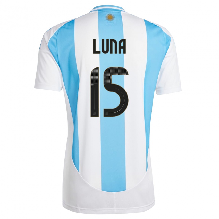 Niño Camiseta Argentina Alex Luna #15 Blanco Azul 1ª Equipación 24-26 La Camisa Chile