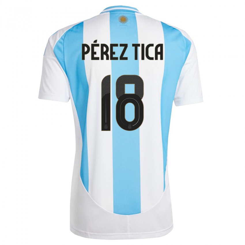 Niño Camiseta Argentina Jeremias Perez Tica #18 Blanco Azul 1ª Equipación 24-26 La Camisa Chile