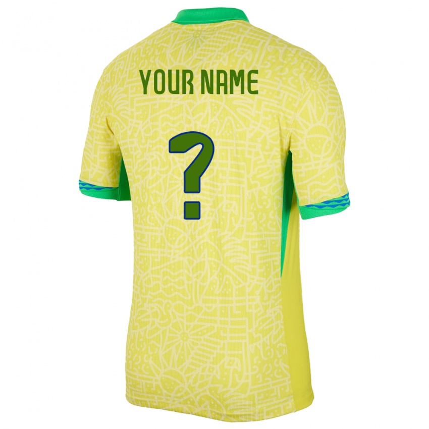 Niño Camiseta Brasil Su Nombre #0 Amarillo 1ª Equipación 24-26 La Camisa Chile