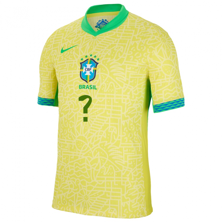 Niño Camiseta Brasil Su Nombre #0 Amarillo 1ª Equipación 24-26 La Camisa Chile