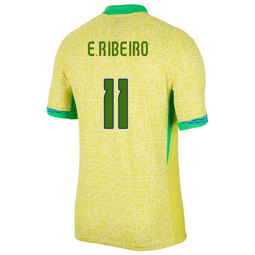 Niño Camiseta Brasil Everton Ribeiro #11 Amarillo 1ª Equipación 24-26 La Camisa Chile