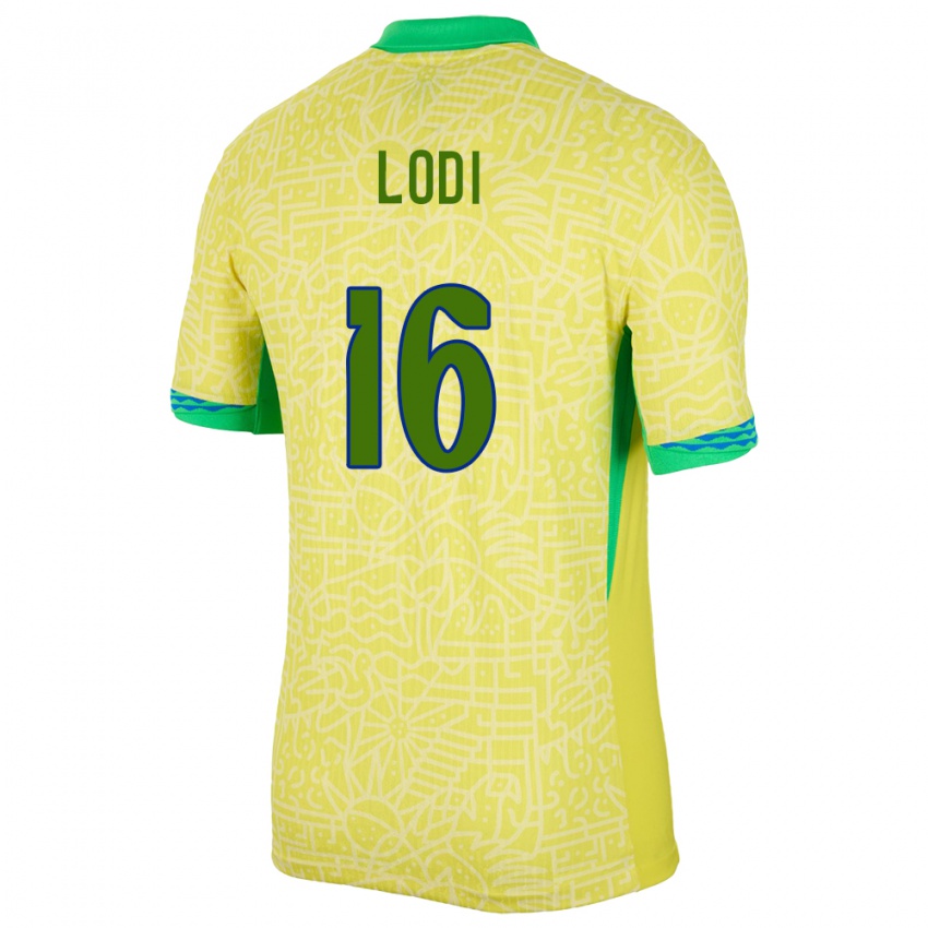 Niño Camiseta Brasil Renan Lodi #16 Amarillo 1ª Equipación 24-26 La Camisa Chile