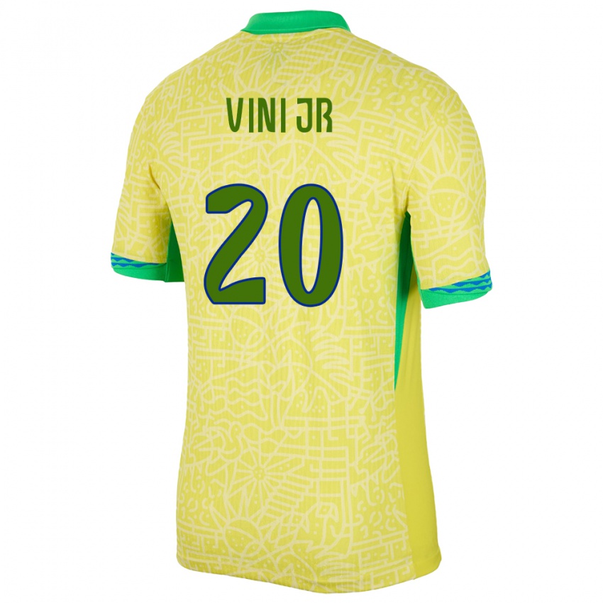 Niño Camiseta Brasil Vinicius Junior #20 Amarillo 1ª Equipación 24-26 La Camisa Chile