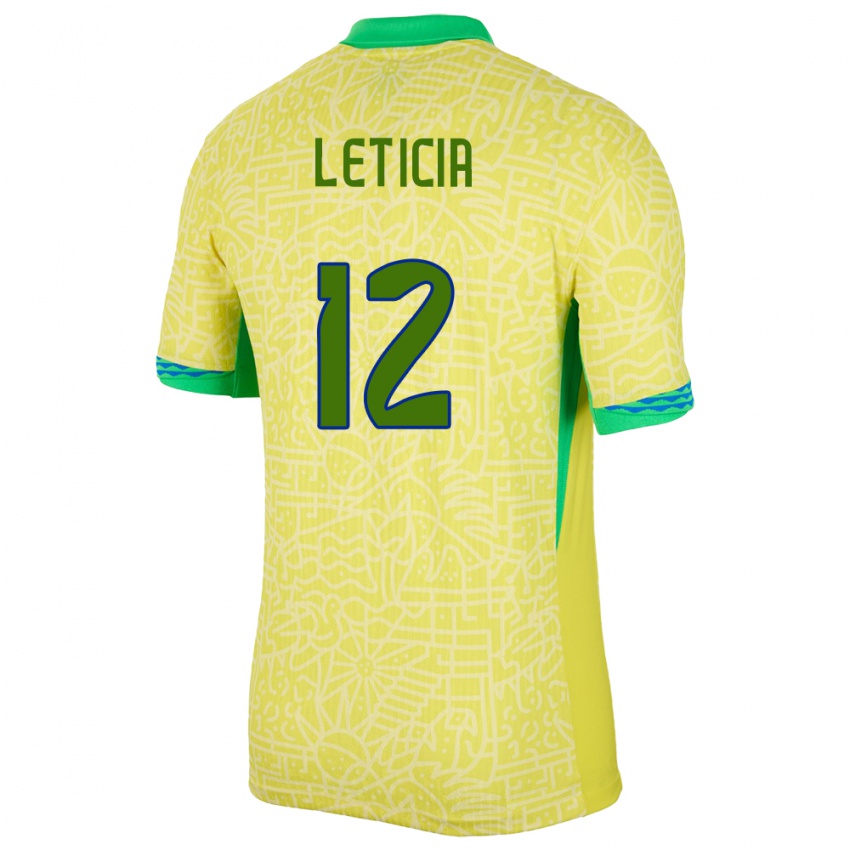 Niño Camiseta Brasil Leticia #12 Amarillo 1ª Equipación 24-26 La Camisa Chile