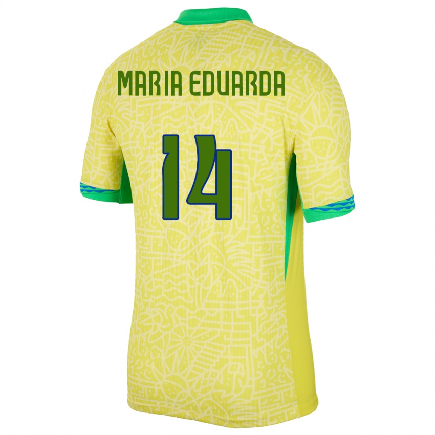 Niño Camiseta Brasil Maria Eduarda #14 Amarillo 1ª Equipación 24-26 La Camisa Chile