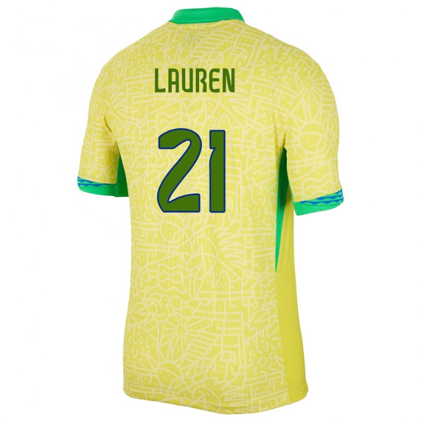 Niño Camiseta Brasil Lauren Costa #21 Amarillo 1ª Equipación 24-26 La Camisa Chile