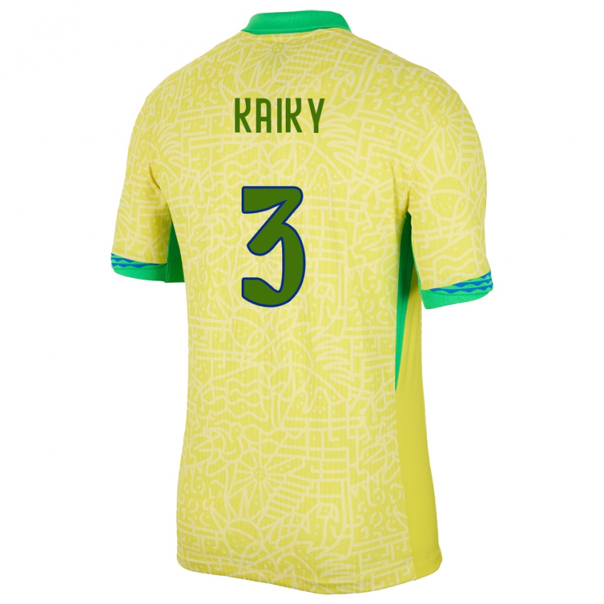 Niño Camiseta Brasil Kaiky #3 Amarillo 1ª Equipación 24-26 La Camisa Chile