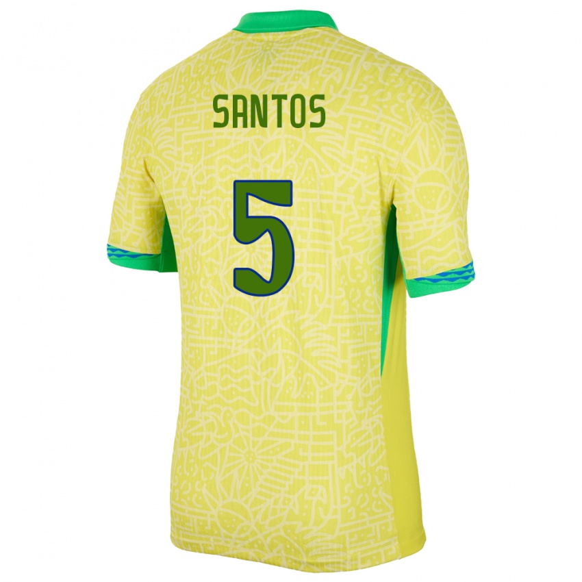 Niño Camiseta Brasil Andrey Santos #5 Amarillo 1ª Equipación 24-26 La Camisa Chile