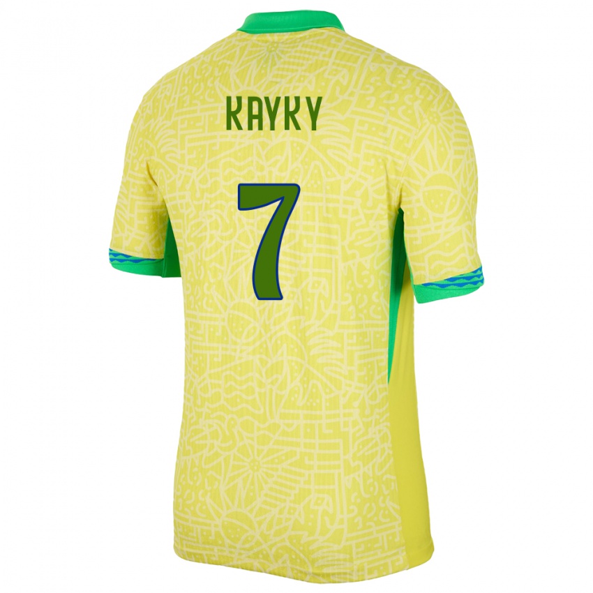 Niño Camiseta Brasil Kayky #7 Amarillo 1ª Equipación 24-26 La Camisa Chile