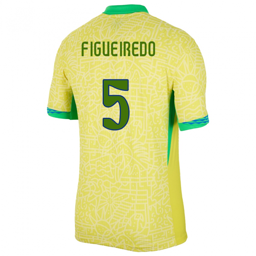 Niño Camiseta Brasil Vitor Figueiredo #5 Amarillo 1ª Equipación 24-26 La Camisa Chile