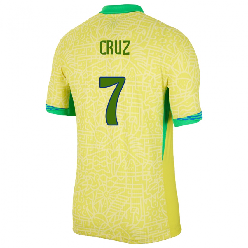 Niño Camiseta Brasil Joao Cruz #7 Amarillo 1ª Equipación 24-26 La Camisa Chile