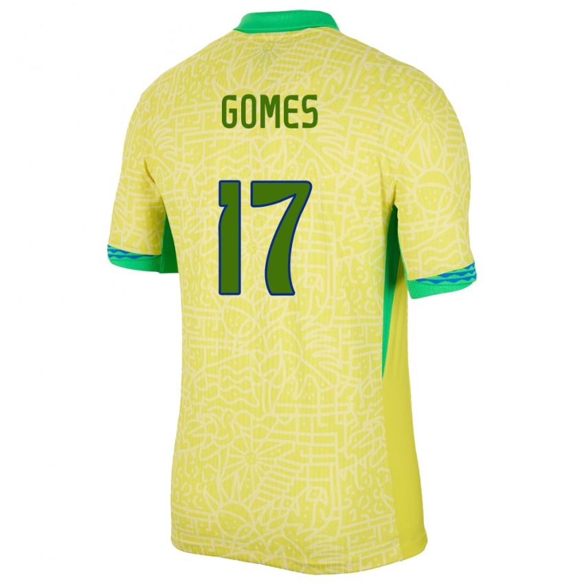 Niño Camiseta Brasil William Gomes #17 Amarillo 1ª Equipación 24-26 La Camisa Chile