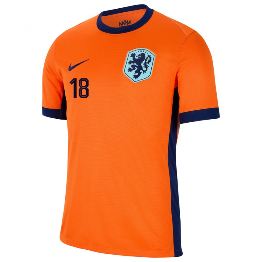 Niño Camiseta Países Bajos Kerstin Casparij #18 Naranja 1ª Equipación 24-26 La Camisa Chile