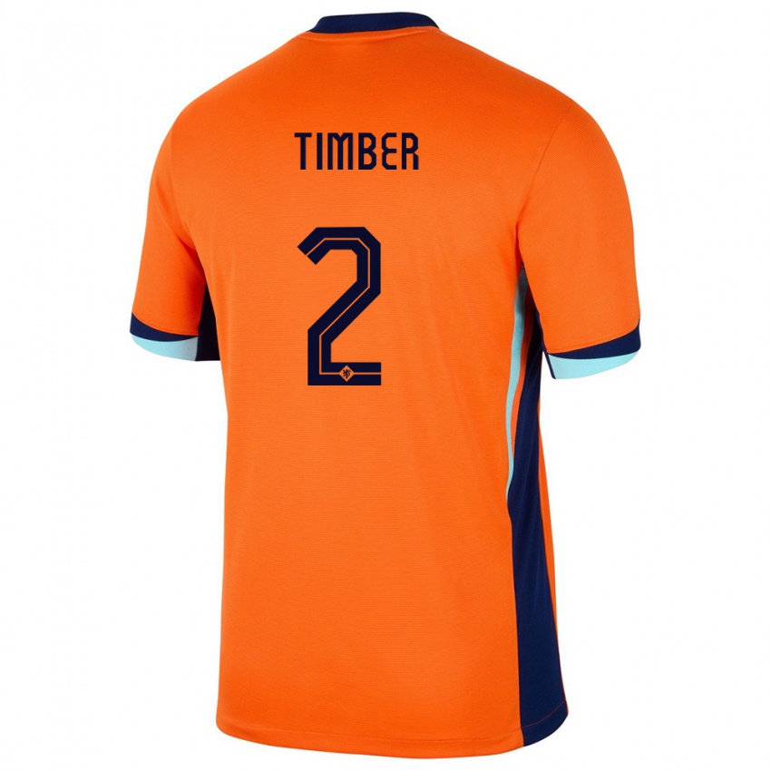 Niño Camiseta Países Bajos Jurrien Timber #2 Naranja 1ª Equipación 24-26 La Camisa Chile