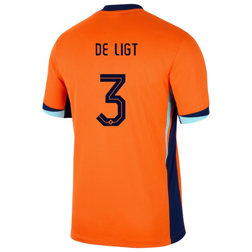 Niño Camiseta Países Bajos Matthijs De Ligt #3 Naranja 1ª Equipación 24-26 La Camisa Chile