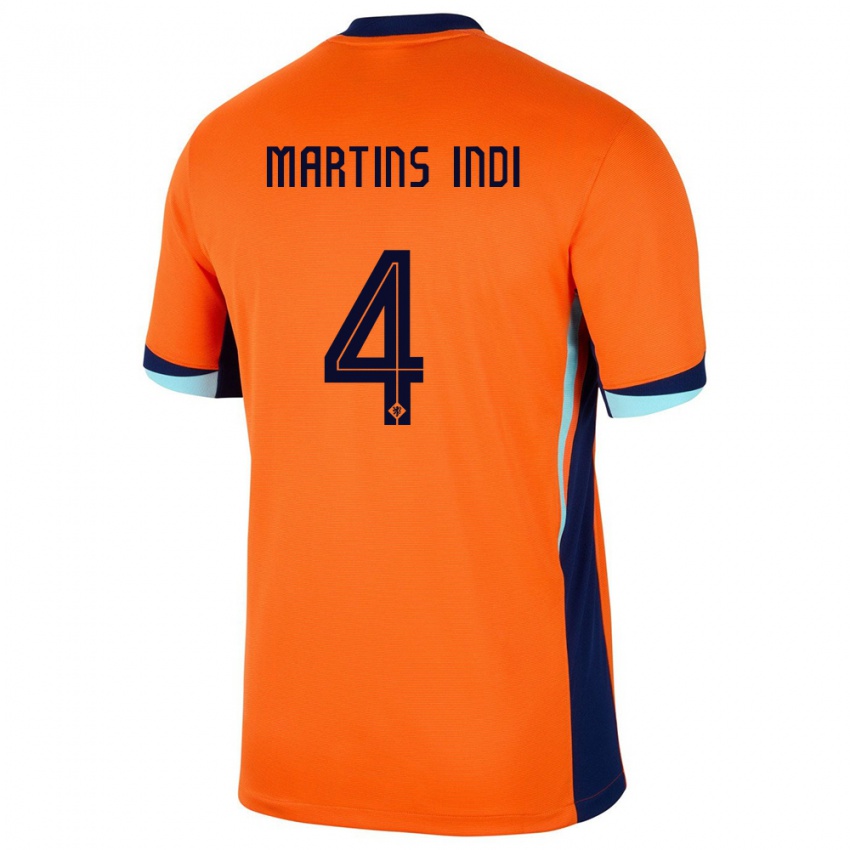 Niño Camiseta Países Bajos Bruno Martins Indi #4 Naranja 1ª Equipación 24-26 La Camisa Chile