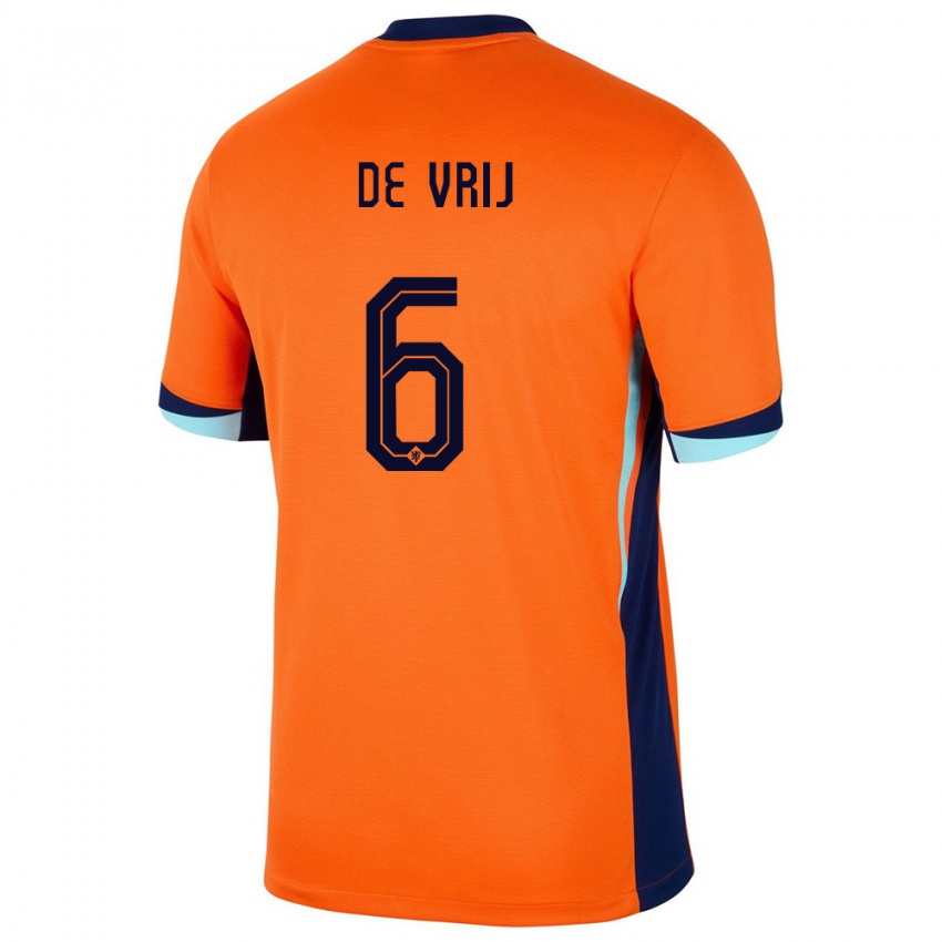 Niño Camiseta Países Bajos Stefan De Vrij #6 Naranja 1ª Equipación 24-26 La Camisa Chile