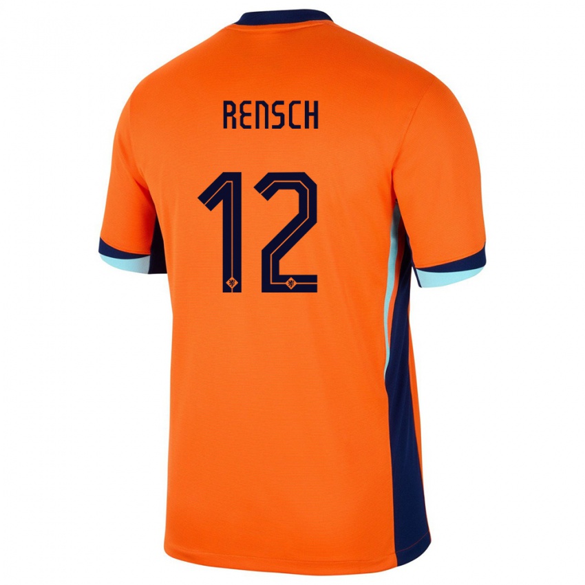 Niño Camiseta Países Bajos Devyne Rensch #12 Naranja 1ª Equipación 24-26 La Camisa Chile