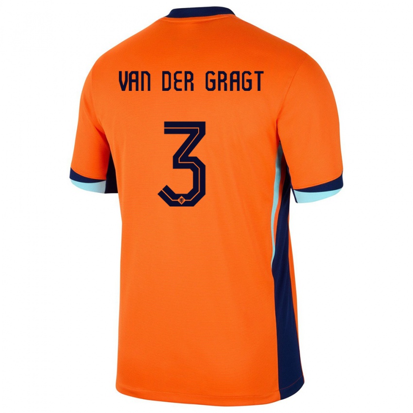 Niño Camiseta Países Bajos Stefanie Van Der Gragt #3 Naranja 1ª Equipación 24-26 La Camisa Chile