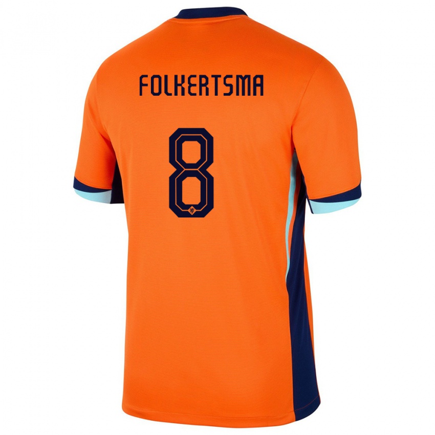 Niño Camiseta Países Bajos Sisca Folkertsma #8 Naranja 1ª Equipación 24-26 La Camisa Chile